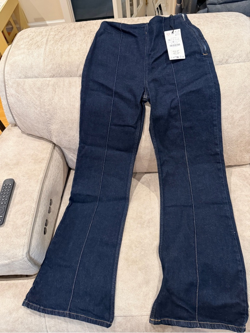 Zara Dark Blue Flare Jeans with Front Seams